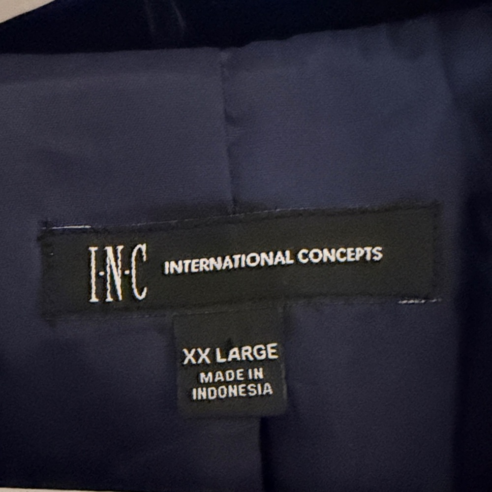 INC International Concepts Women XXL Royal Blue Velvet Shawl Lapel Lined Blazer - Picture 2 of 15